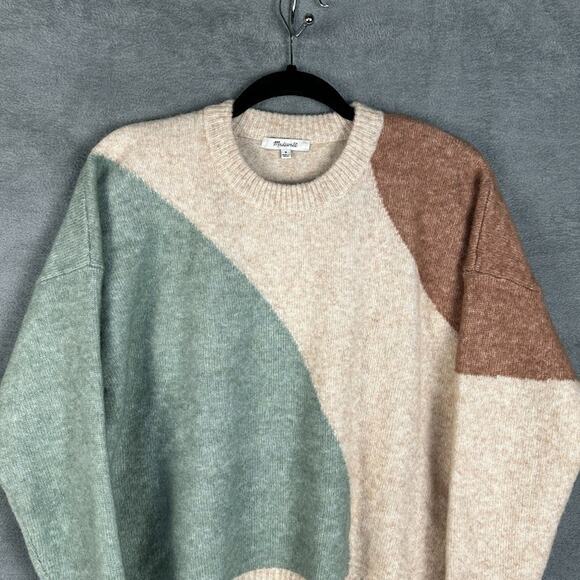 Madewell Sweater Womens Medium Tan Wool Camel Blend Cedarbrook Neutral Cozy Knit - Picture 3 of 11